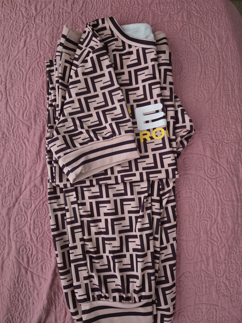 Women's Pink Geometric Skirt Set - Branded Graphic Two-Piece